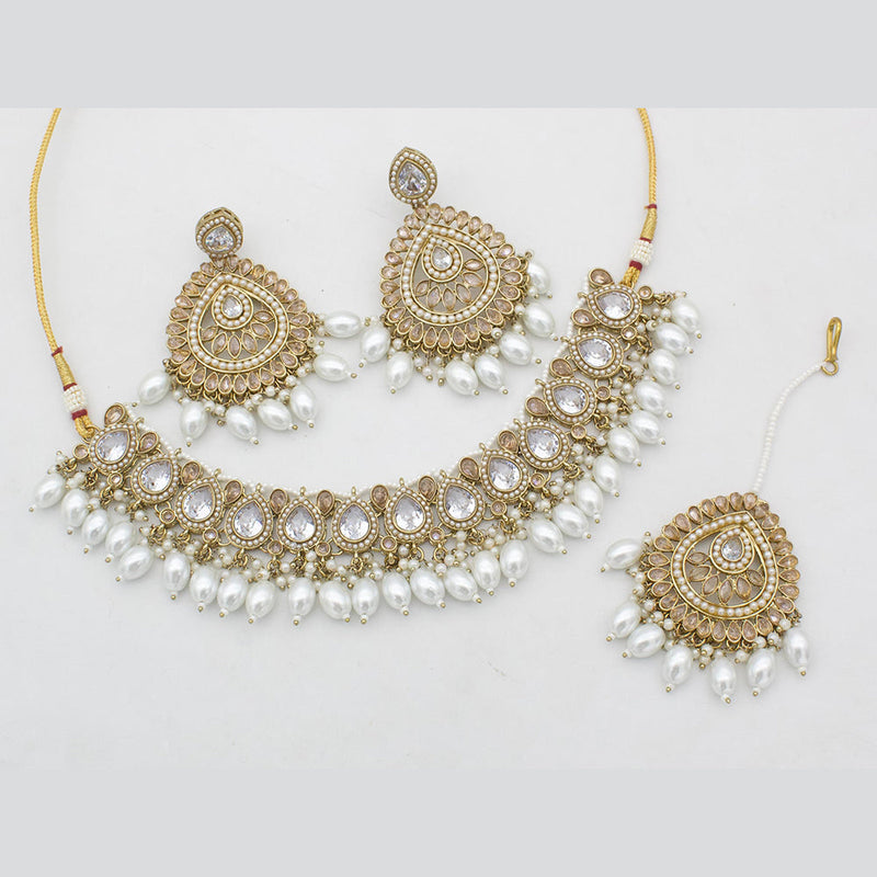 Shree Chamunda Jewellers Gold Plated Crystal Necklace Set