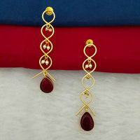 Marudhar Creations Gold Plated Matte Finish Dangler Earrings