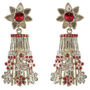 Tip Top Fashions Stone Gold Plated Floral Dangler Earrings - 1301404