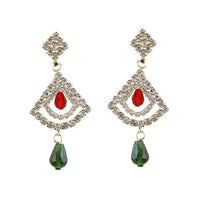 Tip Top Fashions Red Drop Austrian Stone Dangler Earrings - 1305302