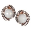 Urbana Glass Pearl Rose Gold Plated  Stud Earrings - 1306803
