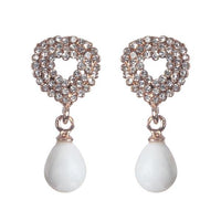 Urbana Glass Pearl Rose Gold Plated  Dangler Earrings - 1306837