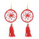 Jeweljunk Gold Plated Red Thread Beads Ring Earrings - 1308310A