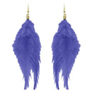 Tip Top Fashions Gold Plated Blue Feather Earrings - 1308316F
