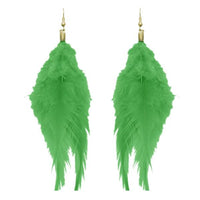 Jeweljunk Green Gold Plated Feather Earrings - 1308316G
