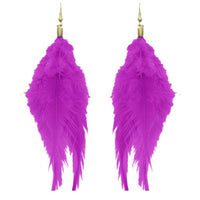 Tip Top Fashions Gold Plated Purple Feather Earrings - 1308316H
