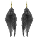 Tip Top Fashions Zinc Alloy Black Feather Earrings - 1308316I