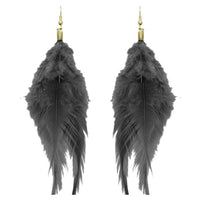 Tip Top Fashions Zinc Alloy Black Feather Earrings - 1308316I