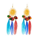 Jeweljunk Multicolor Gold Plated Thread Feather Earrings - 1308335D
