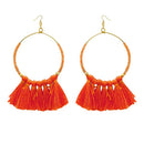 Tip Top Fashions Gold Plated Orange Thread Earrings - 1308339B