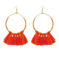 Tip Top Fashions Gold Plated Orange Thread Earrings - 1308339B