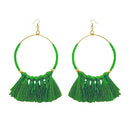 Tip Top Fashions Gold Plated Green Thread Earrings - 1308339C