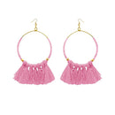 Tip Top Fashions Gold Plated Pink Thread Earrings - 1308339D