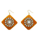 Tip Top Fashions Austrian Stone Orange Velvet Earrings - 1308340B