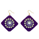Tip Top Fashions Austrian Stone Blue Velvet Earrings - 1308340G