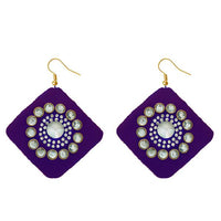 Tip Top Fashions Austrian Stone Blue Velvet Earrings - 1308340G