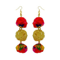 Tip Top Fashions Multicolor Pompom Thread Earrings - 1308347A