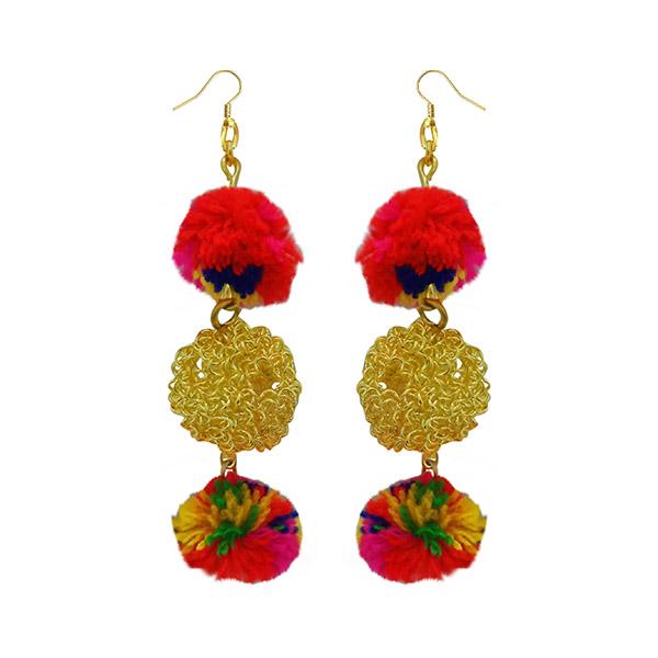 Tip Top Fashions Multicolor Pompom Thread Earrings - 1308347A