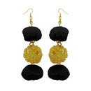 Tip Top Fashions Black Pompom Thread Earrings - 1308347B