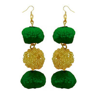 Tip Top Fashions Green Pompom Thread Earrings - 1308347F