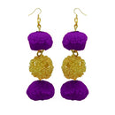 Tip Top Fashions Purple Pompom Thread Earrings - 1308347G