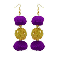 Tip Top Fashions Purple Pompom Thread Earrings - 1308347G