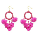 Jeweljunk Pink Thread Pompom Earrings - 1308348F