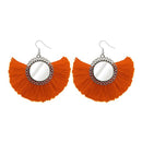 Tip Top Fashions Silver Plated Orange Thread Earrings - 1308349A