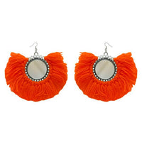 Jeweljunk Orange Thread Silver Plated Earrings - 1308350F