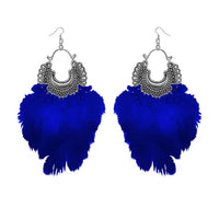 Jeweljunk Blue Feather Rhodium Plated Afghani Earrings - 1308355D