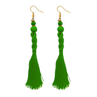 Tip Top Fashions Green Beads Thread Earrings - 1308356F