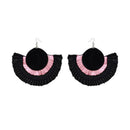 Tip Top Fashions Pink And Black Thread Earrings - 1308357E