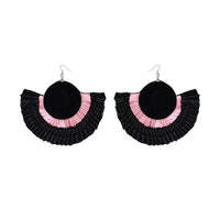 Tip Top Fashions Pink And Black Thread Earrings - 1308357E