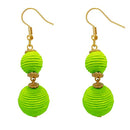 Tip Top Fashions Green Thread Gold Plated Dangler Earrings - 1308359F