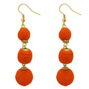 Tip Top Fashions Orange Thread Gold Plated Dangler Earrings - 1308360G