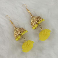 Tip Top Fashions Gold Plated Jhumki Pompom Earrings - 1308380A