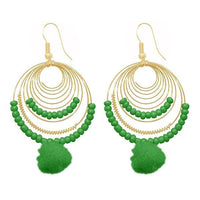 Tip Top Fashions Gold Plated Green Beads Dangler Earrings - 1309017J