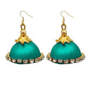 Jeweljunk Austrian Stone Green Thread Earrings - 1309074J