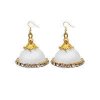 Jeweljunk White Thread Gold Plated Thread Earrings - 1309074R
