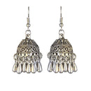 Tip Top Fashions Oxidised Plated Jhumki Earrings - 1309323