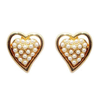 Urbana White Pearl Gold Plated Heart shaped Stud Earrings - 1310007