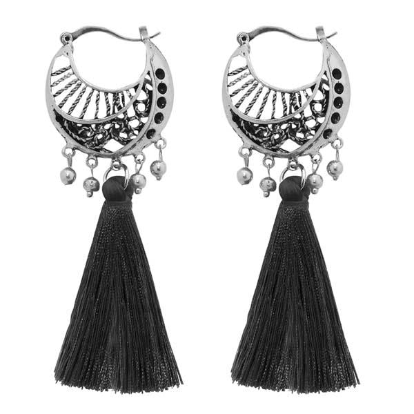 Jeweljunk Gold Plated Black Thread Earrings - 1310954A