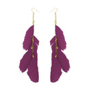 Tip Top Fashions Gold Plated Purple Feather Earrings - 1310970G
