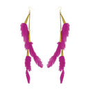 Tip Top Fashions Gold Plated Pink Feather Earrings - 1310972E