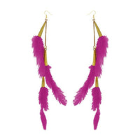 Tip Top Fashions Gold Plated Pink Feather Earrings - 1310972E