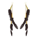 Tip Top Fashions Gold Plated Brown Feather Earrings - 1310972F