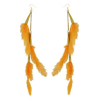 Jeweljunk Gold Plated Orange Feather Earrings - 1310972K