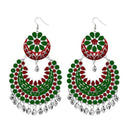 Tip Top Fashions Silver Plated Green Meenakari Afghani Earrings - 1311058D