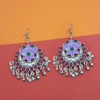 Jeweljunk Maroon And Purple Meenakari Afghani Earrings - 1311080G