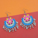 Jeweljunk Blue And Pink Meenakari Afghani Earrings - 1311080H